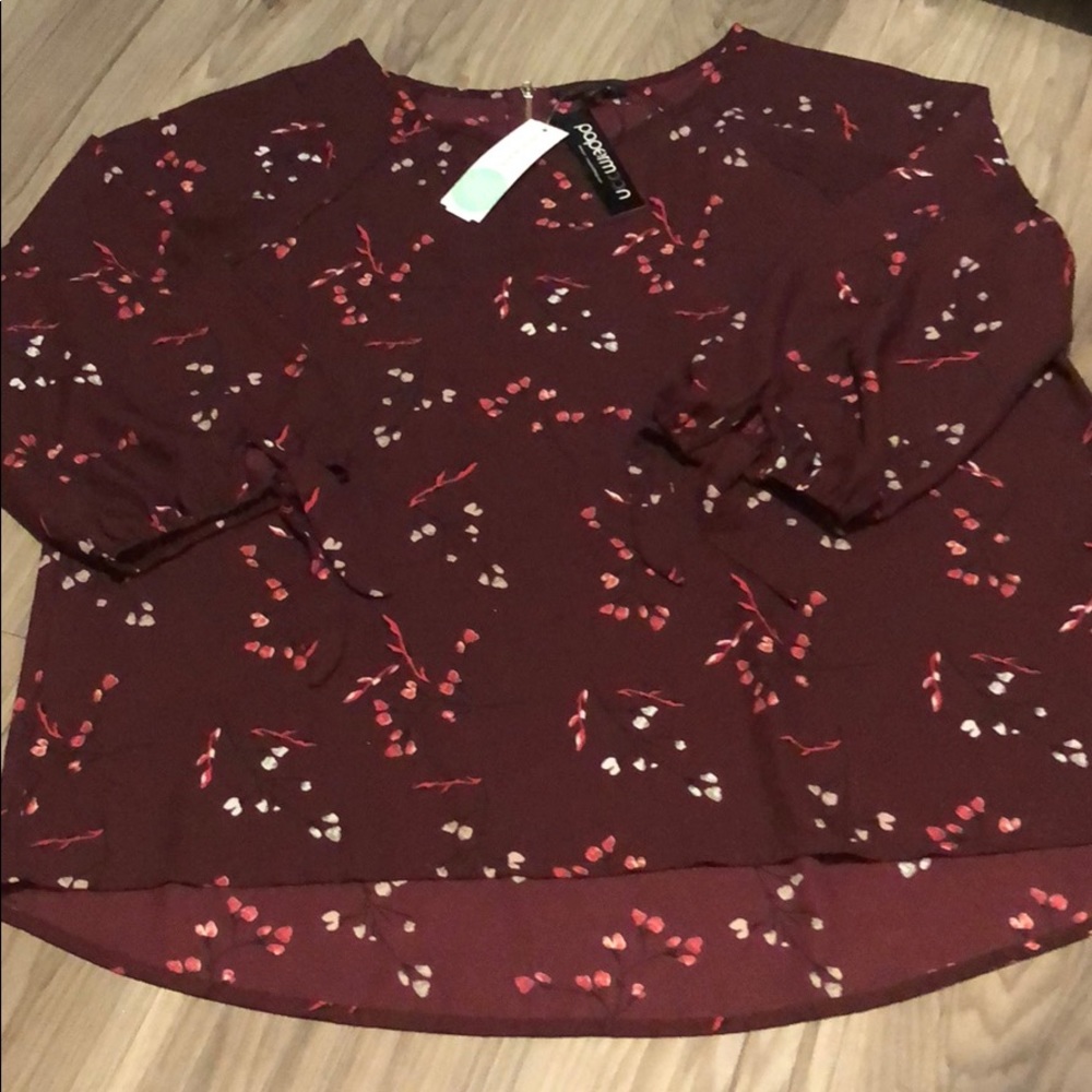 Papermoon Maroon Blouse with Floral Print